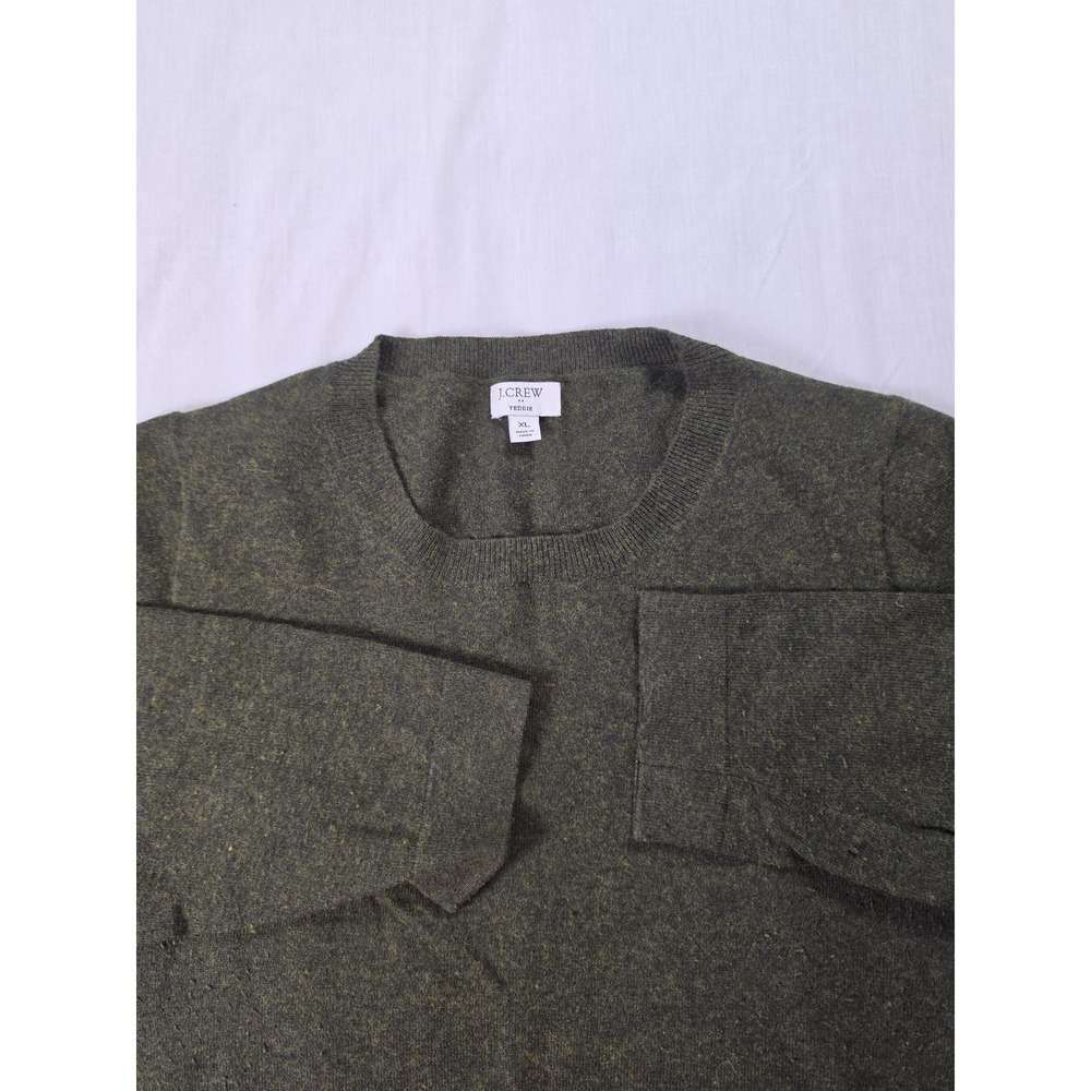 J.CREW Sweater Womens XL Green Teddie Crewneck Wool Knit Pullover Long Sleeve